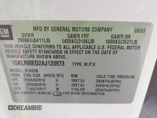 2010 GMC Acadia SLT1 z VIN 1GKLRMED2AJ120873, wystawiony jako IAAI lot #42027986 z przebiegiem 188 021 mil mil oraz . Historia ofert i sprzedaży dostępna na DreamBid. Obrazek 9.