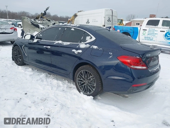 2019 Genesis G70 2.0T Advanced with VIN KMTG34LA3KU031693, listed as a IAAI auction lot 41143730 with 76,138 mi miles. Bid and sale history available at carsss.com. Image 3.