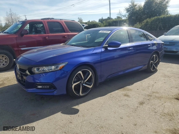 2018 Honda Accord Sedan Sport 1.5T with VIN 1HGCV1F36JA140721, listed as a Copart auction lot 48481665 with 49,577 mi miles and Clean Title. Bid and sale history available at carsss.com. Image 1.