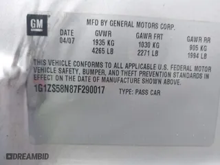 2007 Chevrolet Malibu LS w/2FL with VIN 1G1ZS58N87F290017, listed as a IAAI auction lot 41513640 with 202,007 mi miles. Bid and sale history available at carsss.com. Image 9.