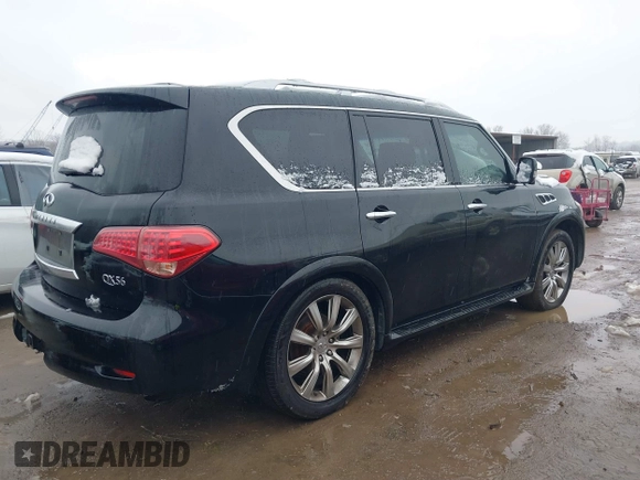 2011 Infiniti QX56 7-passenger with VIN JN8AZ2NF5B9504016, listed as a IAAI auction lot 41617136 with 210,584 mi miles and . Bid and sale history available at DreamBid. Image 4.