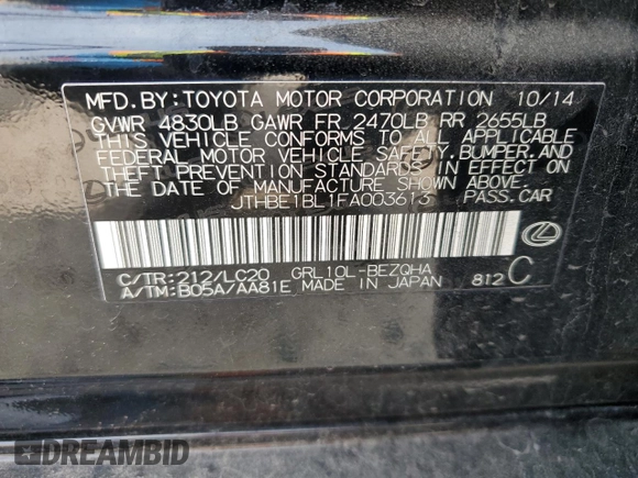 2015 Lexus GS 350 with VIN JTHBE1BL1FA003613, listed as a Copart auction lot 45141234 with 131,081 mi miles. Bid and sale history available at carsss.com. Image 13.