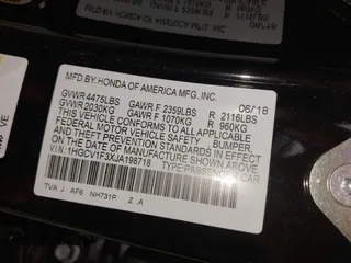 2018 Honda Accord Sedan Sport 1.5T with VIN 1HGCV1F3XJA198718, listed as a IAAI auction lot 41772799 with 120,475 mi miles. Bid and sale history available at carsss.com. Image 9.