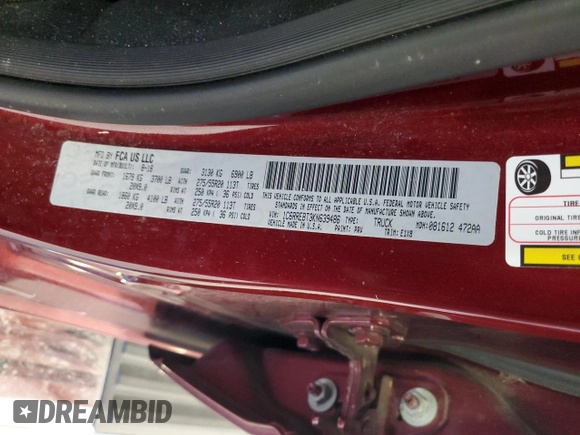 2019 Ram 1500 Big Horn z VIN 1C6RREBT3KN639486, wystawiony jako Copart lot #64940864 z przebiegiem 63 879 mil mil oraz Szkoda całkowita • Salvage title. Historia ofert i sprzedaży dostępna na DreamBid. Obrazek 13.