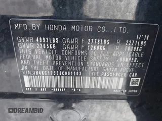 2018 Acura RLX w/Technology Pkg with VIN JH4KC1F53JC001103, listed as a IAAI auction lot 41285641 with 163,850 mi miles. Bid and sale history available at carsss.com. Image 9.