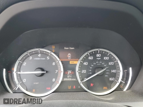 2015 Acura TLX Technology with VIN 19UUB3F59FA001538, listed as a Copart auction lot 55289075 with 90,458 mi miles and Salvage title. Bid and sale history available at DreamBid. Image 9.