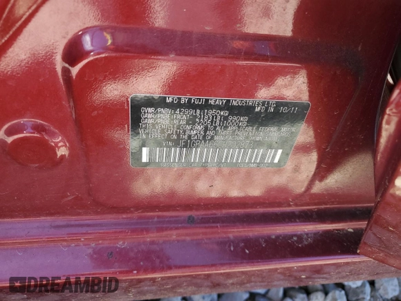 2012 Subaru Impreza 2.0i с VIN JF1GPAA66CH202873, выставлен на аукционе Copart как лот 51935625 с пробегом 129 221 миль миль и Списание • Salvage title. История ставок и продаж доступна на DreamBid. Изображение 12.