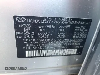 2020 Hyundai Santa Fe SEL with VIN 5NMS3CAA7LH250879, listed as a Copart auction lot 42988695 with 85,603 mi miles and Salvage Title. Bid and sale history available at carsss.com. Image 16.