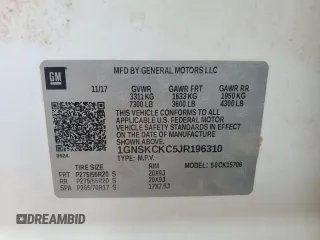 2018 Chevrolet Tahoe Premier with VIN 1GNSKCKC5JR196310, listed as a Copart auction lot 48050205 with 101,300 mi miles and Salvage title. Bid and sale history available at DreamBid. Image 14.