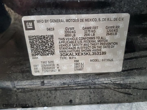 2019 GMC Terrain Denali with VIN 3GKALXEX5KL353189, listed as a Copart auction lot 43069275 with 108,188 mi miles and Salvage Title. Bid and sale history available at carsss.com. Image 15.