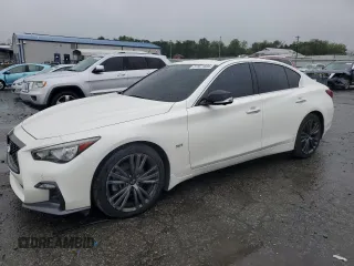 2020 Infiniti Q50 Luxe z VIN JN1EV7AR4LM256641, wystawiony jako Copart lot #57971595 z przebiegiem 85 503 mil mil oraz Szkoda całkowita • Salvage title. Historia ofert i sprzedaży dostępna na DreamBid. Obrazek 1.
