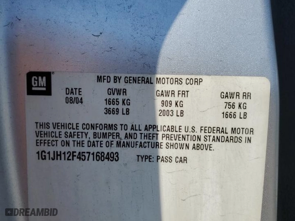 2005 Chevrolet Cavalier LS Sport with VIN 1G1JH12F457168493, listed as a Copart auction lot 75314814 with 195,789 mi miles and Salvage Title. Bid and sale history available at carsss.com. Image 12.
