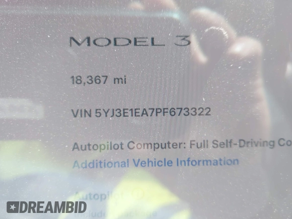 2023 Tesla Model 3 с VIN 5YJ3E1EA7PF673322, выставлен на аукционе IAAI как лот 42226767 с пробегом 18 367 миль миль и . История ставок и продаж доступна на DreamBid. Изображение 15.