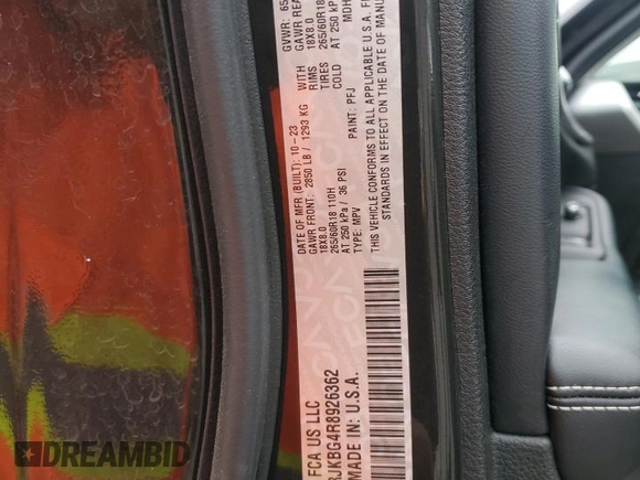 2024 Jeep Grand Cherokee Limited with VIN 1C4RJKBG4R8926362, listed as a Copart auction lot 55655645 with 18,316 mi miles and Salvage title. Bid and sale history available at DreamBid. Image 13.