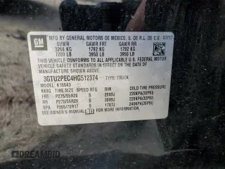 2017 GMC Sierra 1500 Denali with VIN 3GTU2PEC4HG512374, listed as a Copart auction lot 49444285 with 60,938 mi miles and Salvage Title. Bid and sale history available at DreamBid. Image 12.