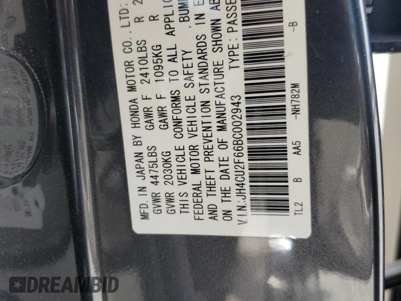2011 Acura TSX z VIN JH4CU2F66BC002943, wystawiony jako Copart lot #56338675 z przebiegiem 191 643 mil mil oraz Szkoda całkowita • Salvage title. Historia ofert i sprzedaży dostępna na DreamBid. Obrazek 12.
