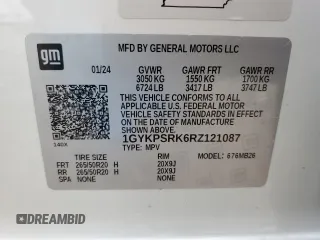 2024 Cadillac LYRIQ Luxury z VIN 1GYKPSRK6RZ121087, wystawiony jako Copart lot #83309844 z przebiegiem 3038 mil mil oraz Szkody całkowita. Historia ofert i sprzedaży dostępna na DreamBid. Obrazek 13.