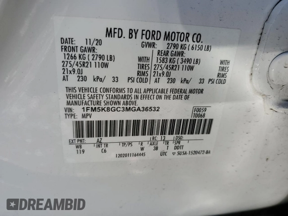 2021 Ford Explorer ST z VIN 1FM5K8GC3MGA36532, wystawiony jako Copart lot #85078064 z przebiegiem 39 856 mil mil oraz Szkoda całkowita • Salvage title. Historia ofert i sprzedaży dostępna na DreamBid. Obrazek 16.