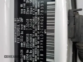 2024 Kia Sorento S z VIN 5XYRLDJCXRG278393, wystawiony jako Copart lot #56046565 z przebiegiem 19 031 mil mil oraz Nie do naprawy • Non repairable. Historia ofert i sprzedaży dostępna na DreamBid. Obrazek 14.