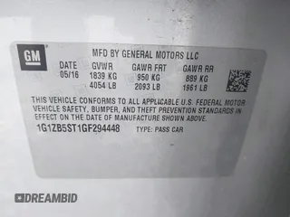 2016 Chevrolet Malibu LS с VIN 1G1ZB5ST1GF294448, выставлен на аукционе IAAI как лот 42462807 с пробегом 131 698 миль миль и . История ставок и продаж доступна на DreamBid. Изображение 9.