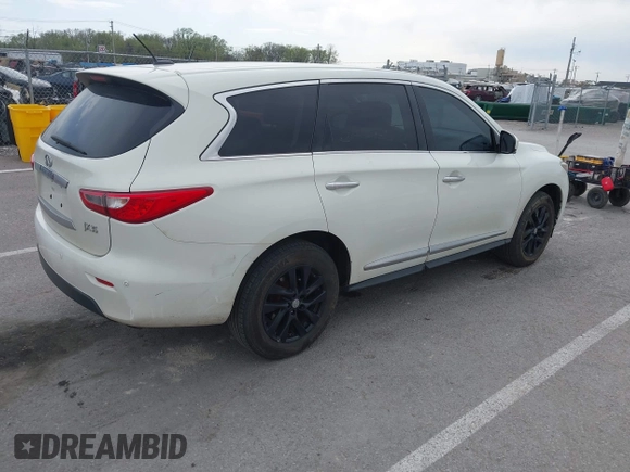 2013 Infiniti JX35 with VIN 5N1AL0MM5DC325574, listed as a IAAI auction lot 42011771 with 173,656 mi miles and . Bid and sale history available at DreamBid. Image 4.