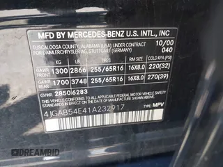 2001 Mercedes-Benz M 320/430/500 with VIN 4JGAB54E41A232917, listed as a IAAI auction lot 42055379 with 187,008 mi miles and . Bid and sale history available at DreamBid. Image 9.