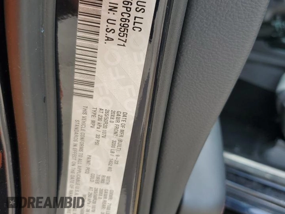 2023 Dodge Durango R/T Plus with VIN 1C4SDJCT6PC695571, listed as a Copart auction lot 54129245 with 12,119 mi miles and Salvage title. Bid and sale history available at DreamBid. Image 13.