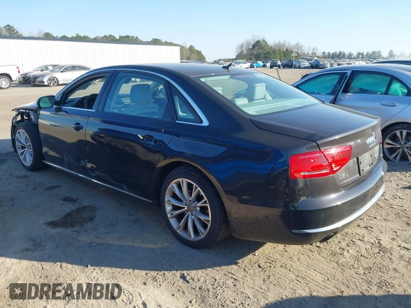 2012 Audi A8 L with VIN WAURVAFD1CN020870, listed as a IAAI auction lot 41701012 with 89,338 mi miles. Bid and sale history available at carsss.com. Image 3.