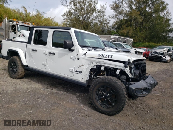 2021 Jeep Gladiator Sport S with VIN 1C6HJTAG9ML617423, listed as a Copart auction lot 56595205 with 13,250 mi miles and Salvage title. Bid and sale history available at DreamBid. Image 4.