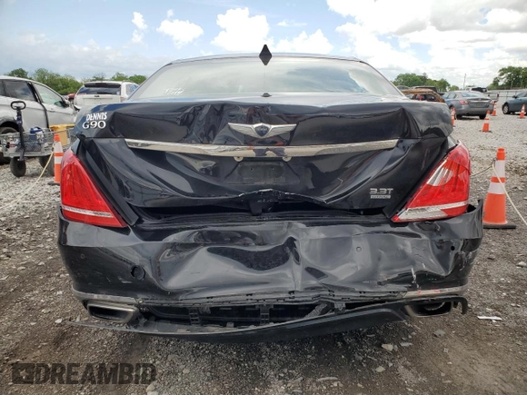 2018 Genesis G90 Premium z VIN KMHG34JA1JU049041, wystawiony jako Copart lot #56941235 z przebiegiem 66 778 mil mil oraz Szkody całkowita. Historia ofert i sprzedaży dostępna na DreamBid. Obrazek 6.