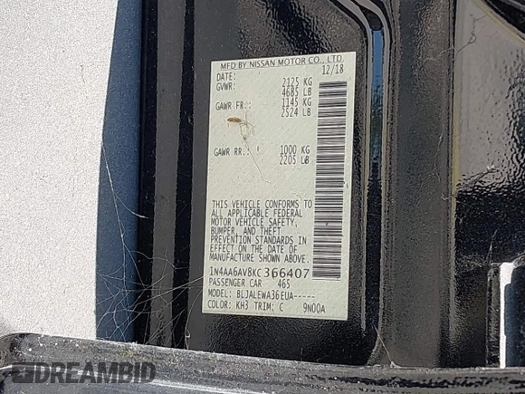 2019 Nissan Maxima Platinum z VIN 1N4AA6AV8KC366407, wystawiony jako IAAI lot #42329455 z przebiegiem 34 518 mil mil oraz . Historia ofert i sprzedaży dostępna na DreamBid. Obrazek 9.
