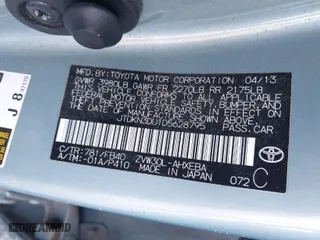 2013 Toyota Prius One with VIN JTDKN3DU1D5628795, listed as a IAAI auction lot 41257889 with 153,728 mi miles. Bid and sale history available at carsss.com. Image 9.