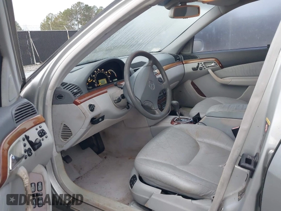 2002 Mercedes-Benz S-Class 4.3L with VIN WDBNG70J32A226516, listed as a IAAI auction lot 41783902 with 162,979 mi miles. Bid and sale history available at carsss.com. Image 5.