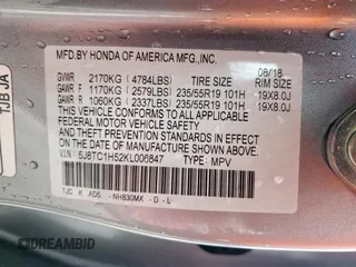 2019 Acura RDX Technology with VIN 5J8TC1H52KL006847, listed as a Copart auction lot 45868165 with 110,566 mi miles and Clean title. Bid and sale history available at DreamBid. Image 14.