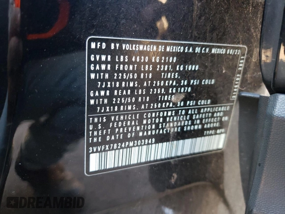 2023 Volkswagen Taos S с VIN 3VVFX7B24PM303949, выставлен на аукционе Copart как лот 77085194 с пробегом 71 125 миль миль и Списание • Salvage title. История ставок и продаж доступна на DreamBid. Изображение 15.