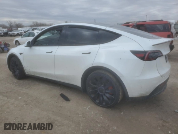 2023 Tesla Model Y Performance with VIN 7SAYGDEF0PF791552, listed as a Copart auction lot 44592545 with 29,075 mi miles and Salvage Title. Bid and sale history available at DreamBid. Image 2.