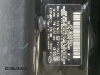 2014 Hyundai Equus Ultimate with VIN KMHGH4JH3EU076035, listed as a Copart auction lot 46129025 with 41,083 mi miles and Salvage title. Bid and sale history available at DreamBid. Image 12.