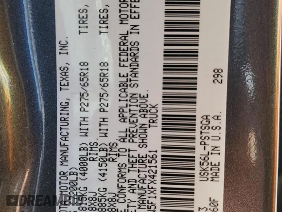 2015 Toyota Tundra SR5 z VIN 5TFDW5F1XFX421561, wystawiony jako Copart lot #46880165 z przebiegiem 110 669 mil mil oraz Szkoda całkowita • Salvage title. Historia ofert i sprzedaży dostępna na DreamBid. Obrazek 12.
