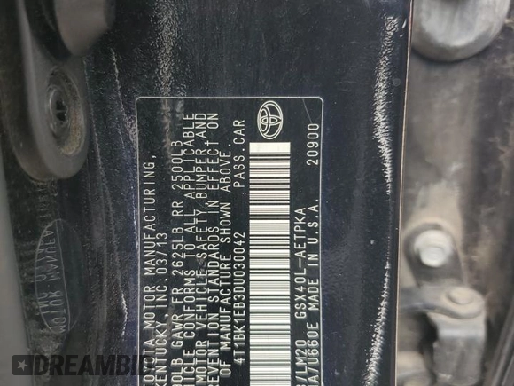 2013 Toyota Avalon XLE with VIN 4T1BK1EB3DU030042, listed as a Copart auction lot 51747515 with 183,807 mi miles and Salvage Title. Bid and sale history available at DreamBid. Image 14.