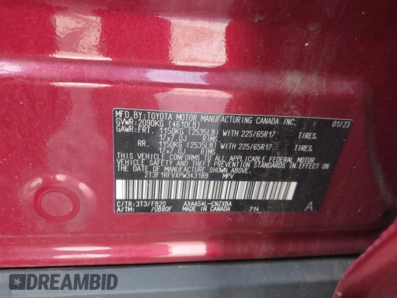 2023 Toyota RAV4 LE z VIN 2T3F1RFVXPW343189, wystawiony jako IAAI lot #42253204 z przebiegiem 23 632 mil mil oraz . Historia ofert i sprzedaży dostępna na DreamBid. Obrazek 9.