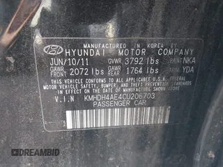 2012 Hyundai Elantra Limited с VIN KMHDH4AE4CU206703, выставлен на аукционе IAAI как лот 42698825 с пробегом 206 340 миль миль и . История ставок и продаж доступна на DreamBid. Изображение 9.