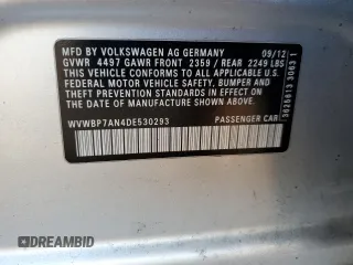 2013 Volkswagen CC Sport with VIN WVWBP7AN4DE530293, listed as a Copart auction lot 89350075 with 133,815 mi miles and Salvage Title. Bid and sale history available at carsss.com. Image 14.