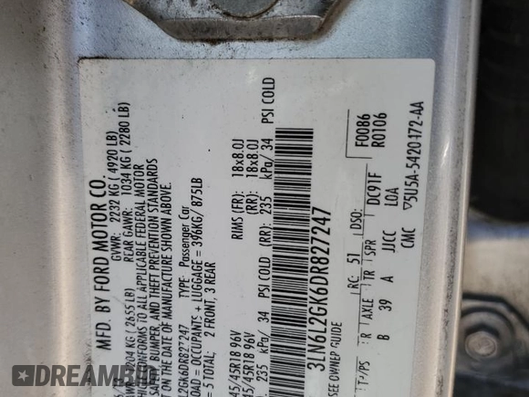 2013 Lincoln MKZ z VIN 3LN6L2GK6DR827247, wystawiony jako Copart lot #58029095 z przebiegiem 159 174 mil mil oraz Szkoda całkowita • Salvage title. Historia ofert i sprzedaży dostępna na DreamBid. Obrazek 12.