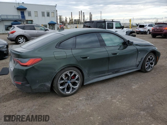 2023 BMW i4 M50 with VIN WBY33AW04PFN92493, listed as a Copart auction lot 54699934 with 27,546 mi miles. Bid and sale history available at carsss.com. Image 3.