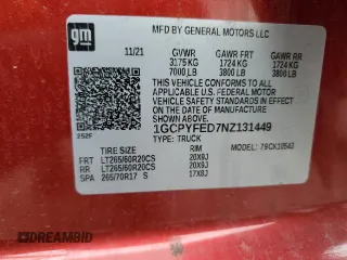2022 Chevrolet Silverado 1500 LT Trail Boss with VIN 1GCPYFED7NZ131449, listed as a Copart auction lot 46093925 with 62,571 mi miles and Salvage Title. Bid and sale history available at DreamBid. Image 14.