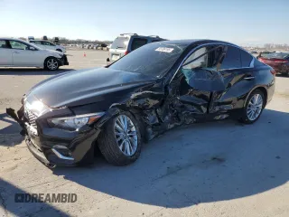 2021 Infiniti Q50 Luxe z VIN JN1EV7BR4MM756086, wystawiony jako Copart lot #50788195 z przebiegiem 87 743 mil mil oraz Szkoda całkowita • Salvage title. Historia ofert i sprzedaży dostępna na DreamBid. Obrazek 1.