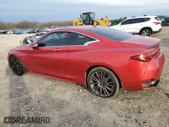 2017 Infiniti Q60 Red Sport 400 with VIN JN1FV7EK9HM610291, listed as a Copart auction lot 45558145 with 56,940 mi miles and Salvage title. Bid and sale history available at DreamBid. Image 2.