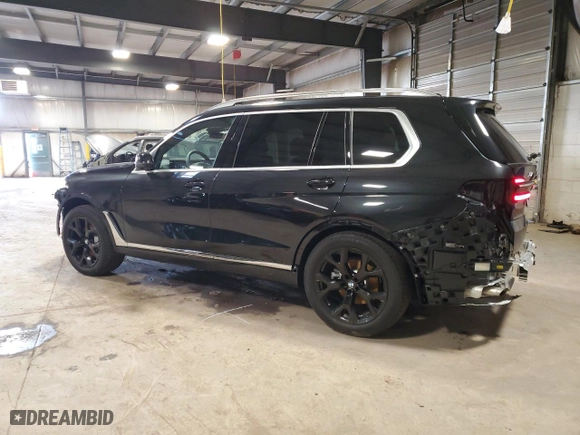 2025 BMW X7 xDrive40i with VIN 5UX23EM05S9X70103, listed as a Copart auction lot 49387605 with 771 mi miles and Salvage Title. Bid and sale history available at carsss.com. Image 2.
