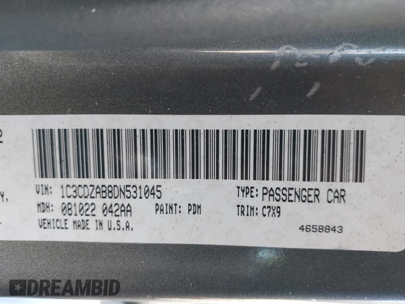 2013 Dodge Avenger with VIN 1C3CDZAB8DN531045, listed as a IAAI auction lot 41885513 with 246,559 mi miles and . Bid and sale history available at DreamBid. Image 9.