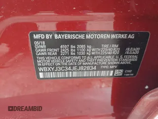 2018 BMW X2 sDrive28i z VIN WBXYJ3C34JEJ82834, wystawiony jako IAAI lot #41869187 z przebiegiem 47 023 mil mil oraz . Historia ofert i sprzedaży dostępna na DreamBid. Obrazek 9.